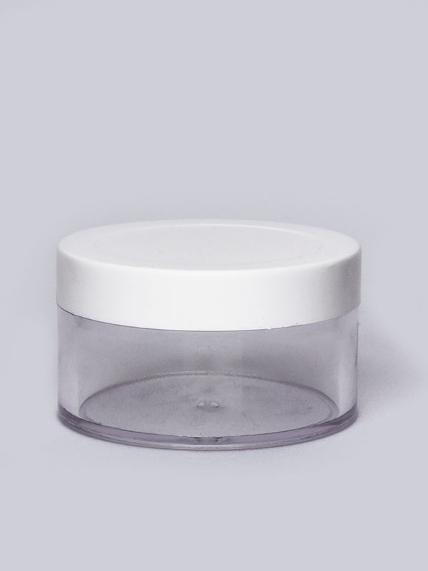 50 GM Clear SAN Cream Jar with Lid and White ABS Cap